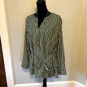 Green striped blouse